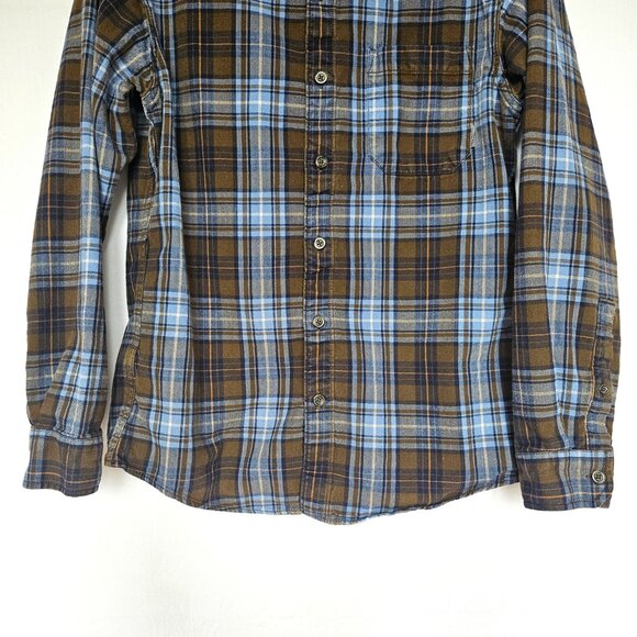 Eddie Bauer Classic Fit Brown and Blue Flannel Shirt, Size S - Picture 3 of 10